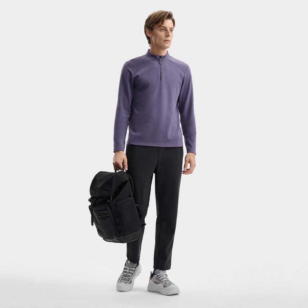 FILA White Classic Micro Cone Fashion Commuting Versatile Fleece Warm Comfortable Knitted Casual Pants Men bottoms Black F11M543605FBK