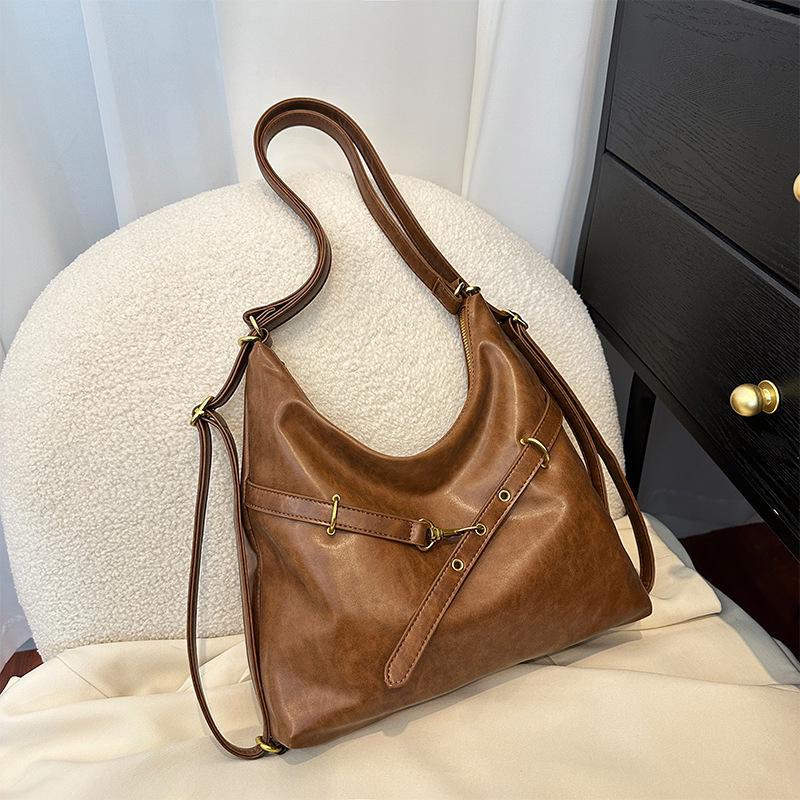 

2025 Retro Large-Capacity Women s Messenger Bag - Versatile, Fashionable Shoulder Bag for Commuters without pendant коричневый
