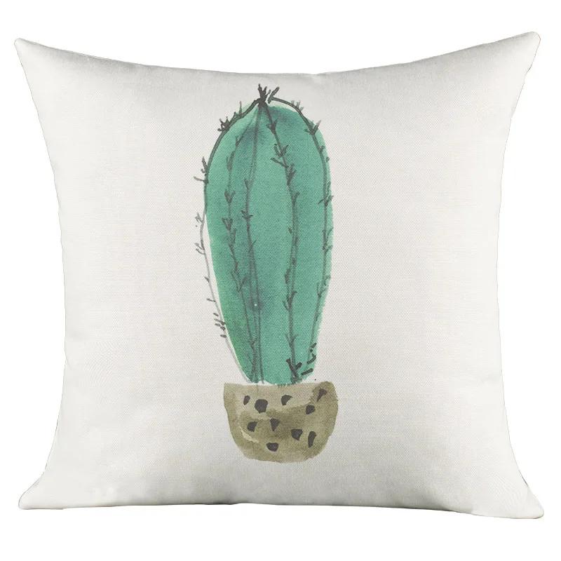 Green Plant Cactus Print Cushion Cover Living Room Sofa Decor Home Chair Car Bedroom Decorative Pillowcase Soft Throw Pillows