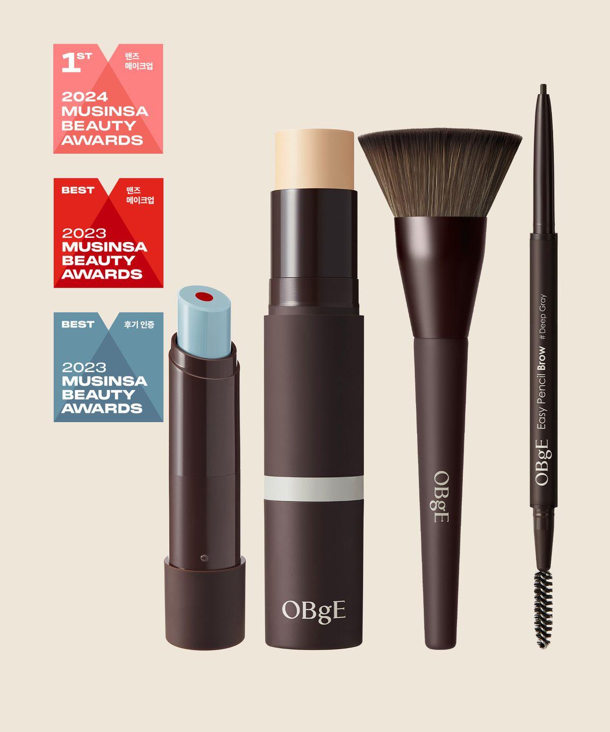 Natural Cover Foundation + Foundation Brush + Mood Change Lip Balm + Easy Pencil Brow Lip Natural Red+Brow Deep Gray