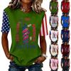 Blusa Feminina da Moda Casual de Manga Curta com Estampa e Gola Redonda