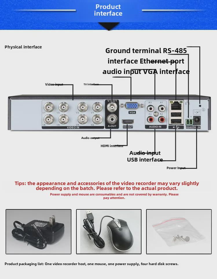 DVR coaxial AHD 5 en 1 Xiongmai, 8 canaux avec BNC, pour enregistrement sur disque dur