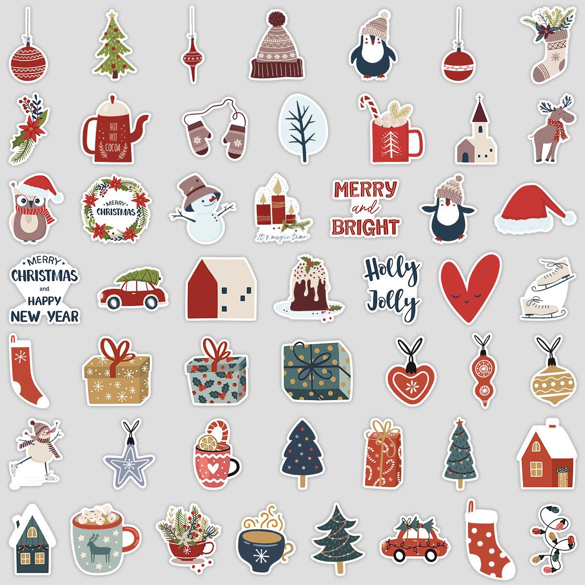 

50 Рождественских Дудл Наклеек Чемодан Машина Блокнот Скейтборд Стакан для Воды Водонепроницаемые Декоративные Наклейки