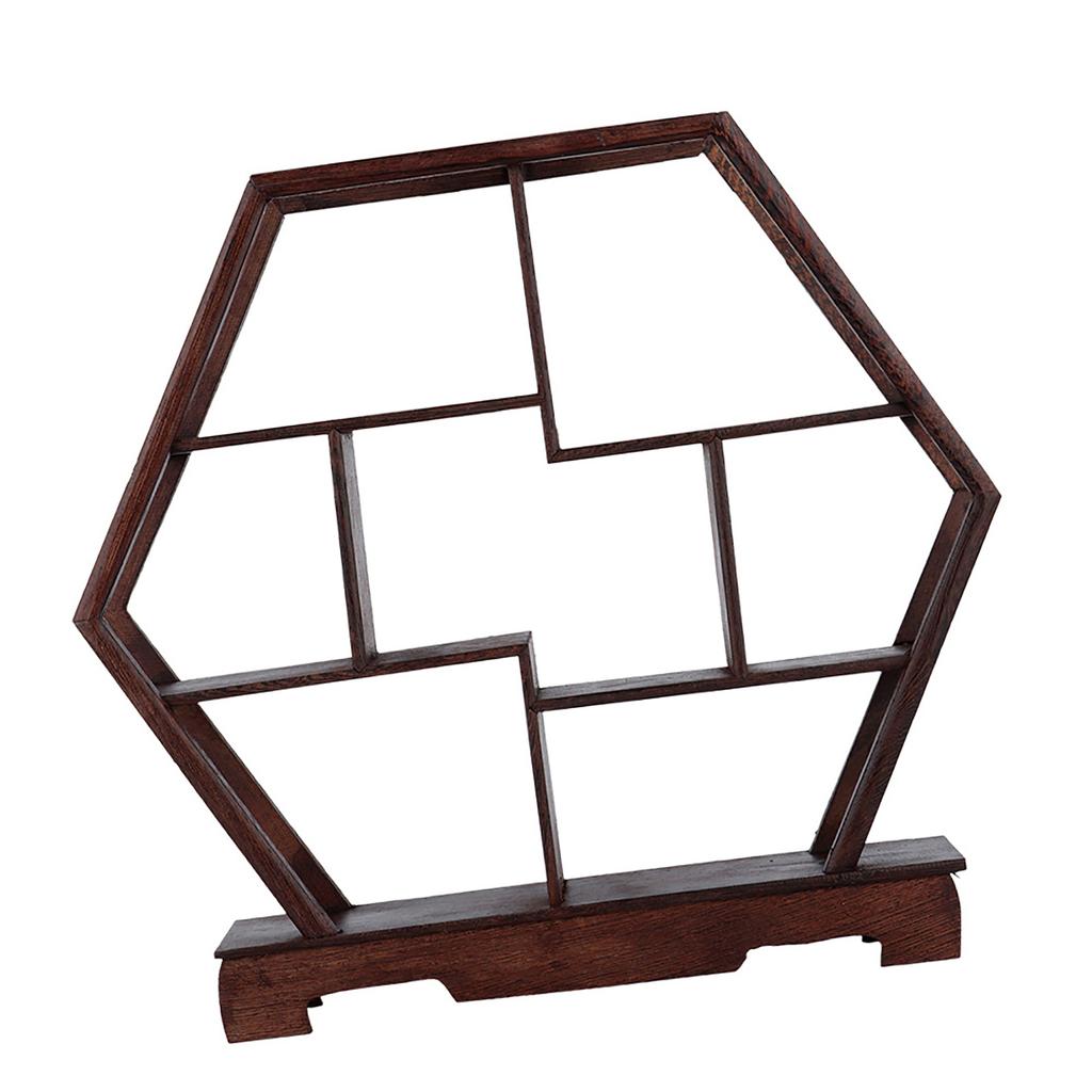Home Carving Crafts Rack Antique Display Rack Flower Pot Rack Desk Decoration (Hexagonal)