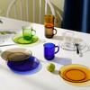 French Colorful Heat-Resistant Glass Dura-Rex Mug Plate 2-Piece Set