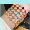 Bracciale Fiore Quadrifoglio Fortunato Con Cristalli Incastonati Per Donne Gioiello Regalo