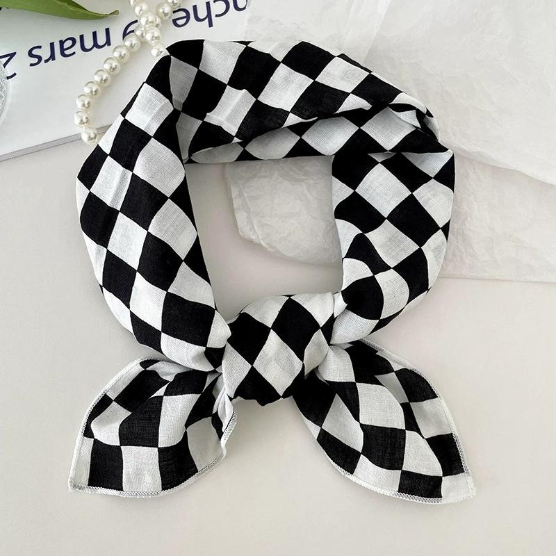 56cm Soft Retro Soft Cotton Square Scarf for Women Neckerchief Cotton Headscarf Floral Printed Small Scarf Hijabs