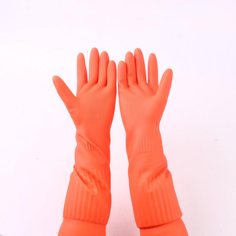 Extended Wonderful 45CM Household Latex Gloves for Women - Oil-Resistant Dishwashing and Cleaning Gloves