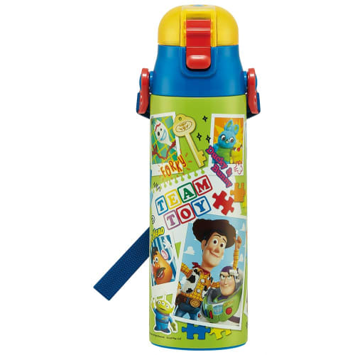 Skater Kids' 2-Way Stainless Steel Water Bottle, 580ml (Direct Drink) or 570ml (Cup Drink), Disney Toy Story 24 Design, Lightweight and Child-Friendly