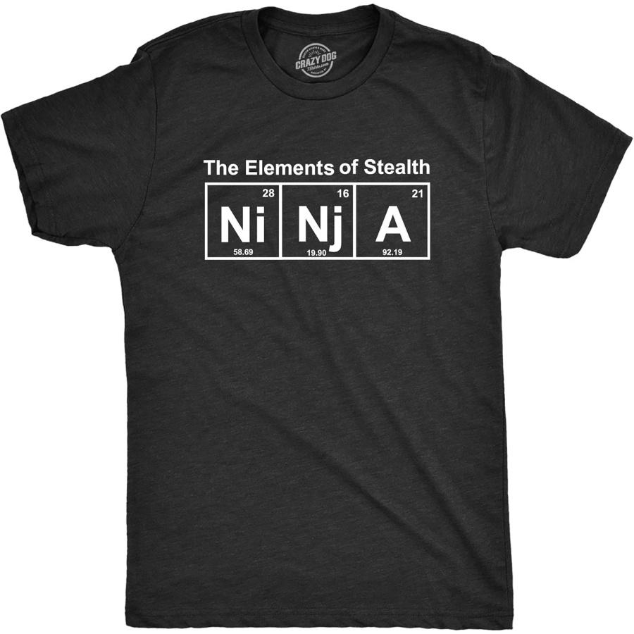 Crazy Dog Tshirts Mens Ninja Element of Stealth T Shirt Funny Adult Humor Graphic Nerdy Tees