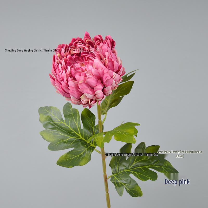 Elegant Chrysanthemum Single Stem: Multi-Layered Artificial Floral Art for Hotel Entrances & Photography Décor.