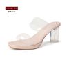 V Transparent Platform High Heels Slippers Women's Summer Wear Crystal Strap Sandals