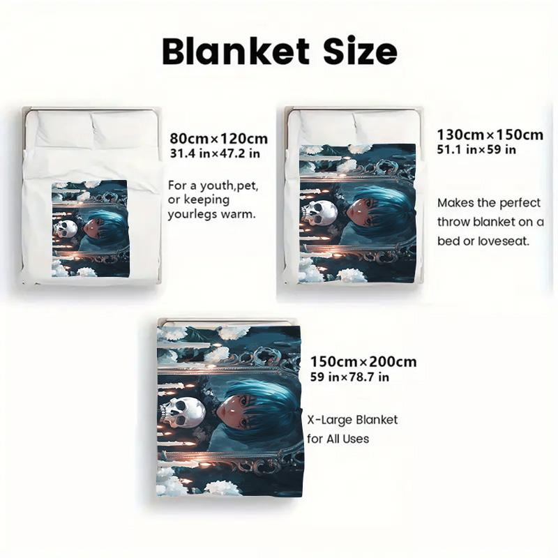 Dark-style girl 2D Flat Pattern Flannel Blanket High quality All Seasons Warmth and Comfort Perfect for Christmas Gifts.PMT0914236
