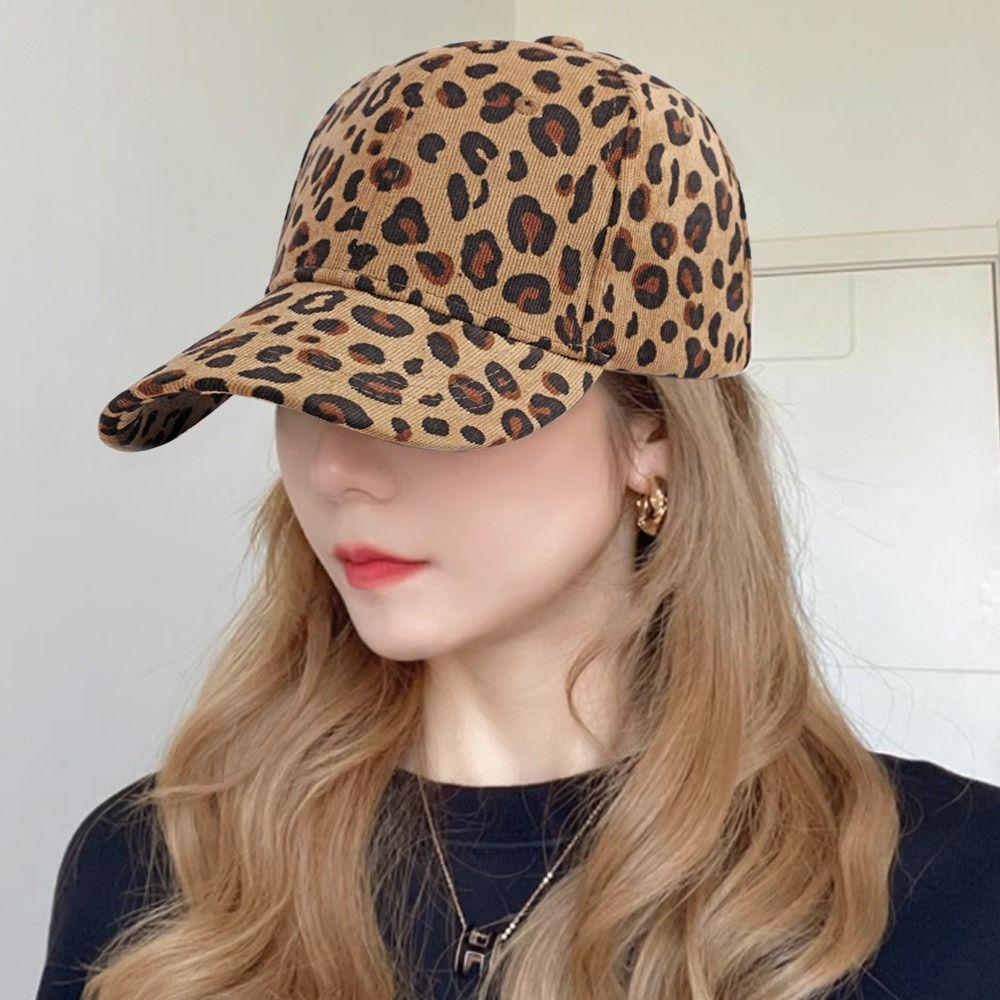 Versatile Leopard Print Hat Velvet Sunshade Hat Fashionable Corduroy Hat  Men