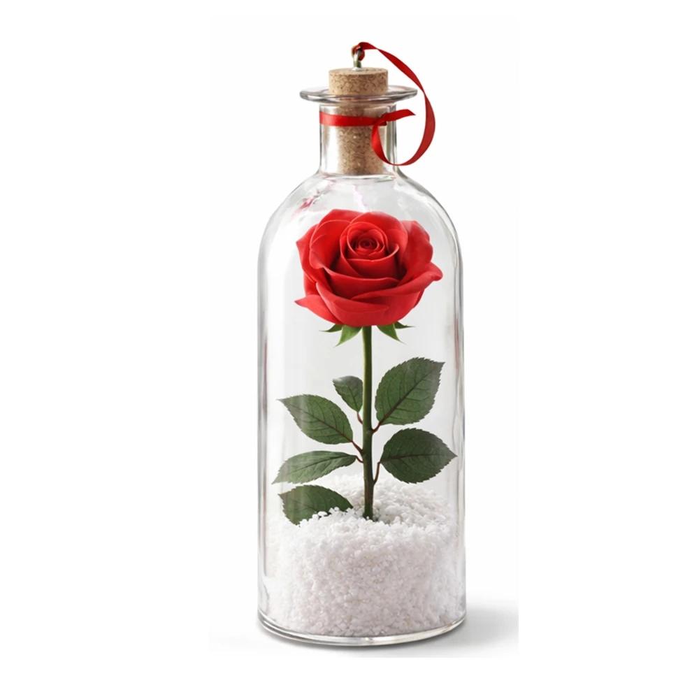 

Real Touch Rose in Glass Bottle with Voice Recording Romantic Gift for Valentine s Day, Christmas, Anniversary Gift for Her