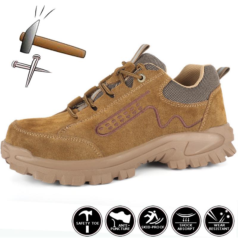 Anti-Scalding Welder Shoes Men Sport Safety Shoes With Steel Toe Work Sneakers Women Suede Puncture-Proof Men Work Shoes Boots