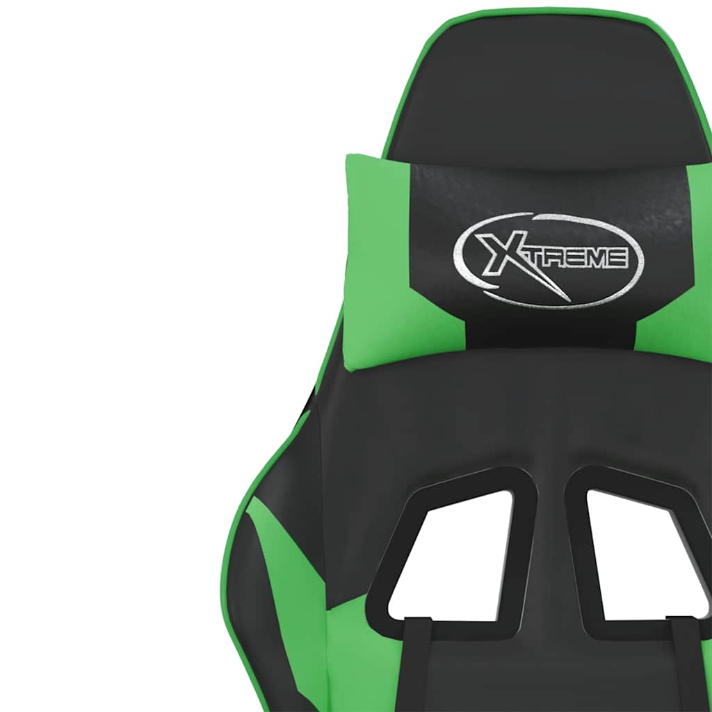 Gaming Chair with Massage Function and Footrest Black & Green Artificial Leather