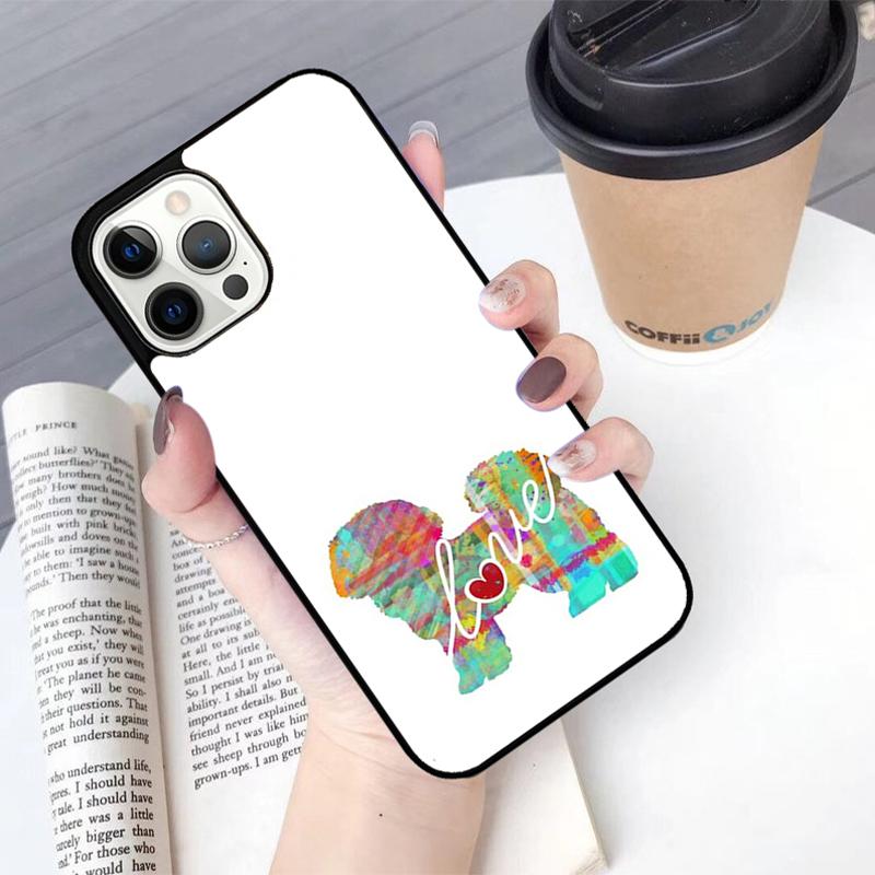 Cute Cartoon Bichon Frise Phone Case For iPhone 17 Air 14 15 16 16e 13 12 Max Cover For Apple 11 Pro Max Plus Coque