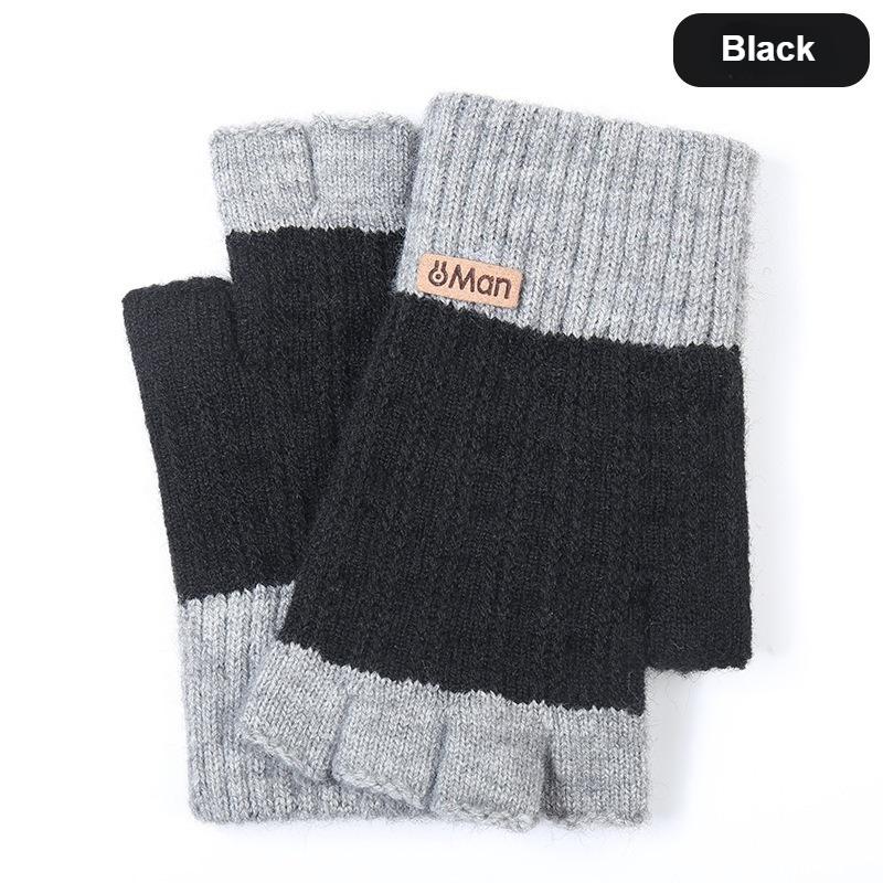 

Color Blocked Acrylic Half Finger Gloves, Combining Warmth and Convenience, A Fashionable Winter Item