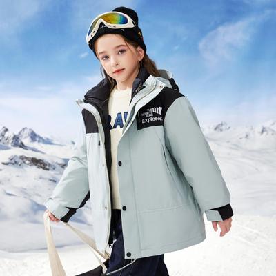 Neu Kinder 3-in-1-Jacke Daunenfutter Outdoor Winddicht Wasserdicht Abnehmbare Daunenjacke