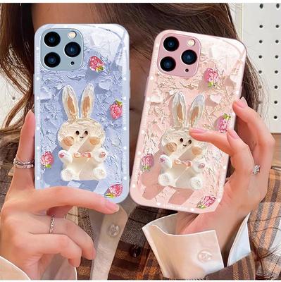 Apple 13Pro Rabbit X/XS Liquid Glass MAX Oil Painting 13 All-inclusive iPhone11 Cover