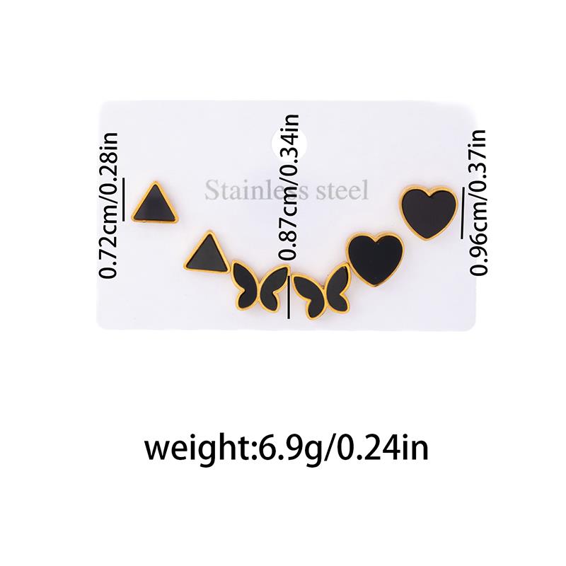 Stainless Steel White Black Shell Heart Star Flower Earrings For Women Simple Temperament Jewelry Gifts Wholesale