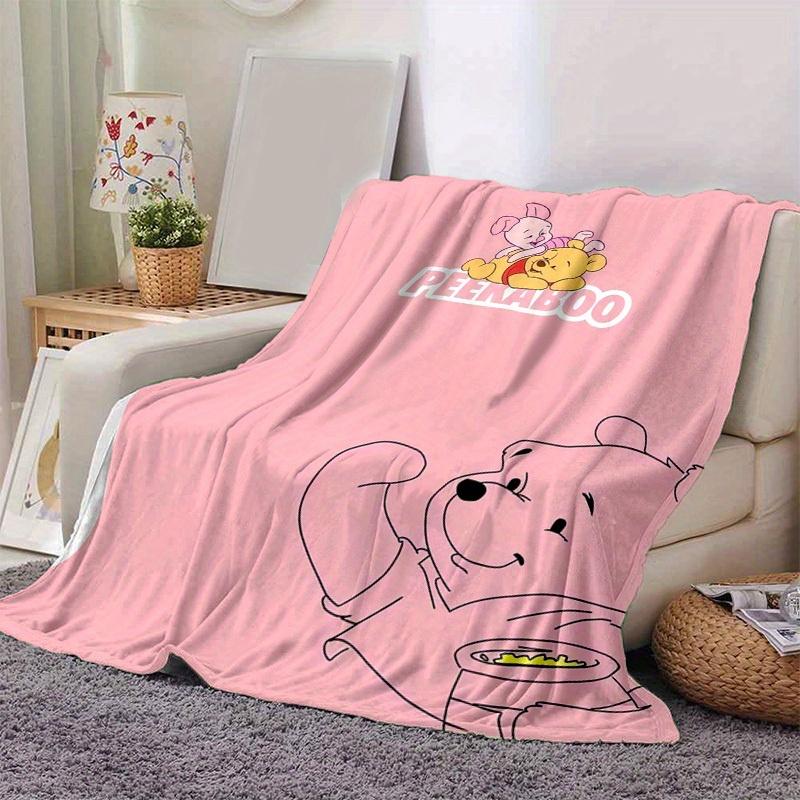 1 шт. Винни-Пух и Пятачок Розовое Пледовое одеяло Уютный домашний декор, Чехол на диван, Для улицы, Подарок, Мягкое одеяло для спальни, гостиной, в путешествие 80cmx120cm