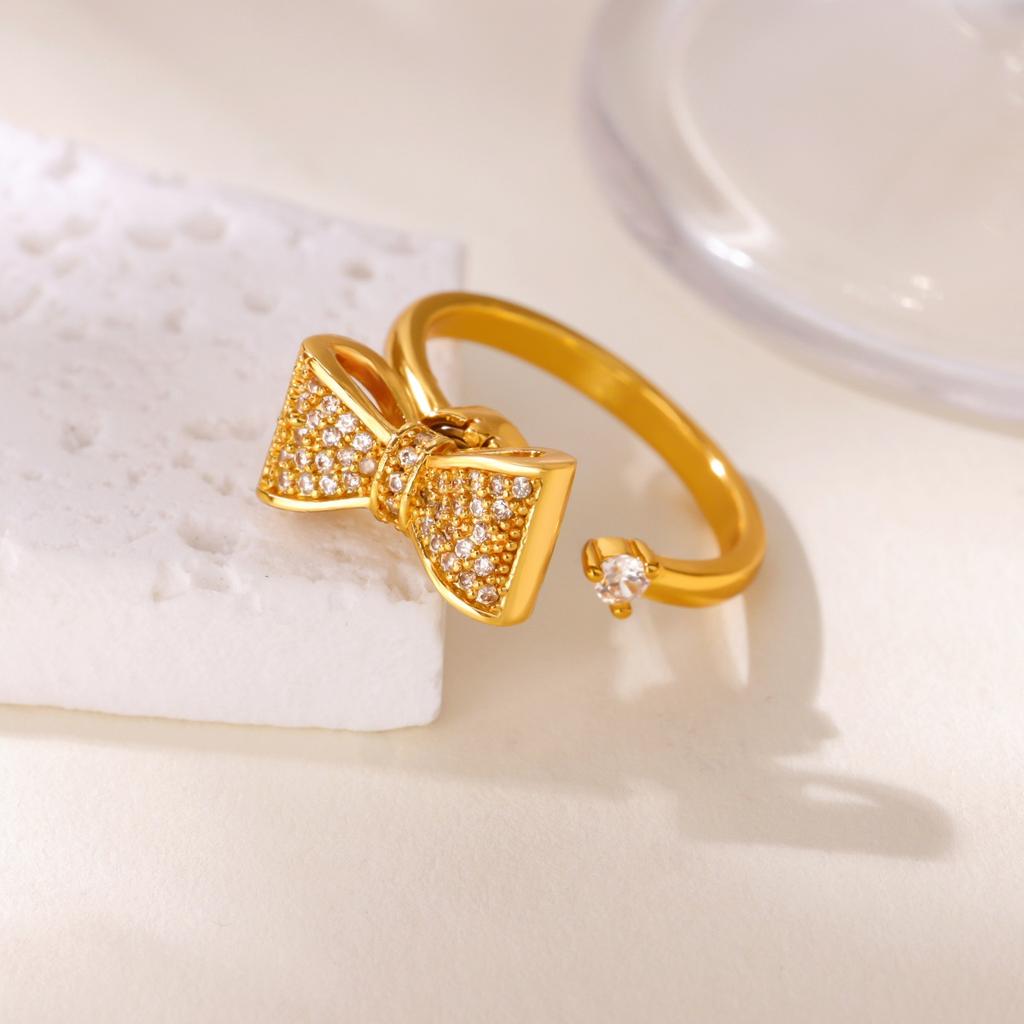 Light Luxury Niche Design Bow Open Ring, New Trendy Index Finger Ring, High-end Element Ring Ring, Ring Woman