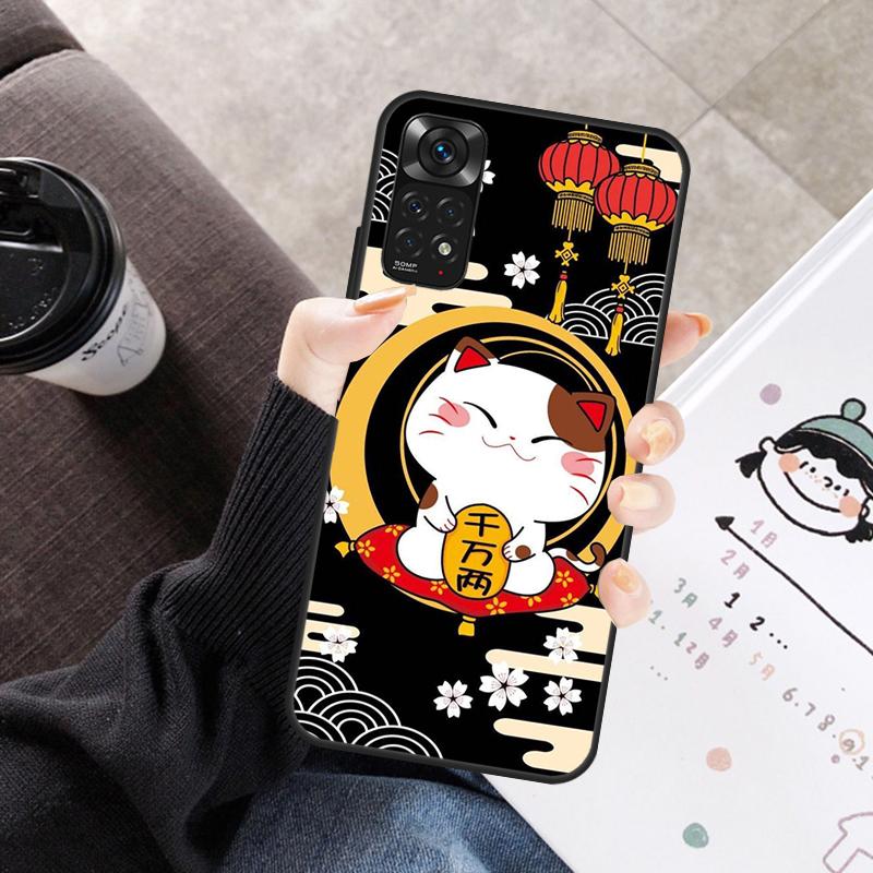 Japanese Lucky Cat Case For Xiaomi Redmi Note 11 10 9 8 12 Pro 10S 11S 12S Cover For Redmi 9 10 10A 9C 10C 12C