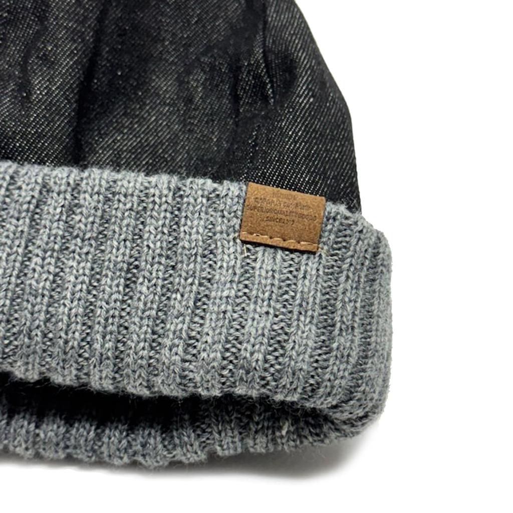 Ruben DENIM RIB ROLL WATCH Denim Rib Roll Watch Roll Cap Rib Knit Cap Short Watch Free Size Black Fleece-Lined Fisherman's