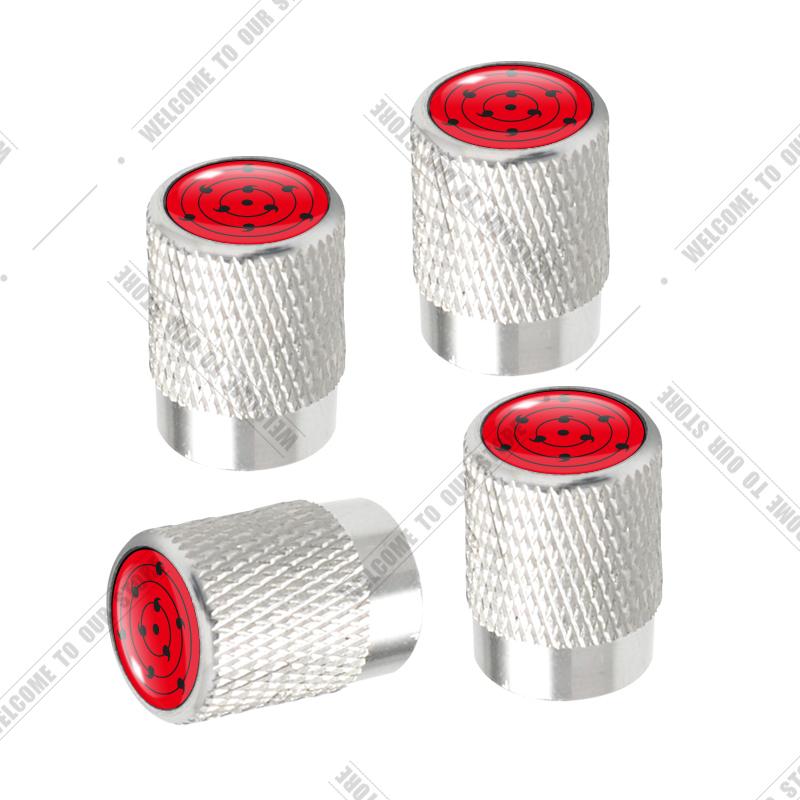 Car CNC Aluminum Sharingan Eye Japanese Anime Emblem For Suzuki Infiniti Toyota Honda 4pcs Tire Valve Air Port Stem Cover Caps
