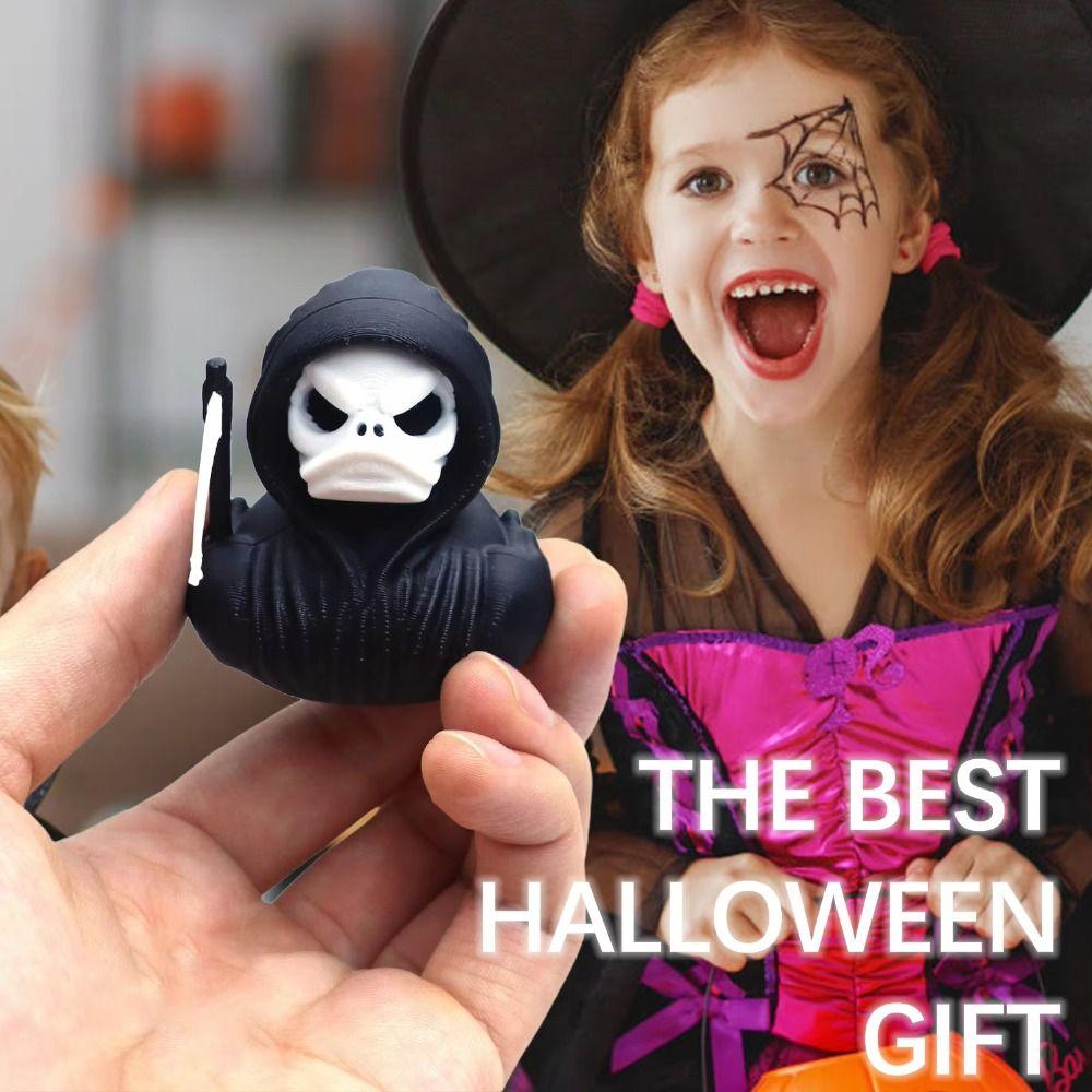 Handicraft Spooky Halloween Duck Figurine 3D Printed Grim Reaper Duck Ornament  Children Girls Boys
