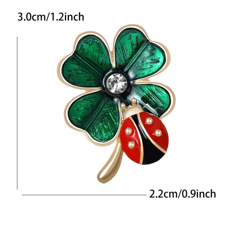 

Эмалевые броши Божья коровка и Четырехлистный клевер для женщин, унисекс, двухцветные эмалевые броши-булавки Трава и жук , подарки