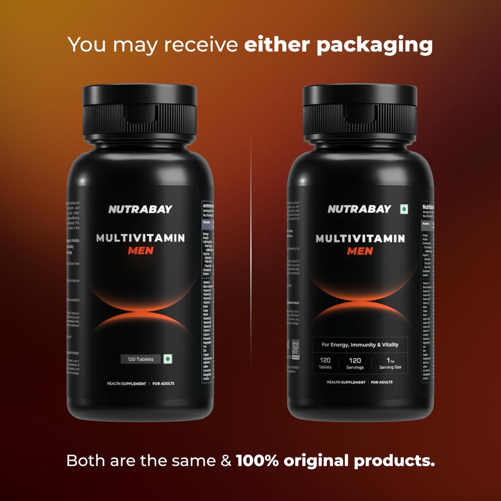 Nutrabay Pro Active Multivitamin for Men with Zinc, Magnesium, Vitamin B,C,A,E - Enhances Energy, Immunity & Better Sleep- 120 Veg Capsules | 100%