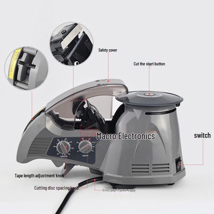 RT-3700 Automatic Adhesive Tape Cutter with Induction, Blade Cover, and Turntable Actuating Plate 303# Pressure Plate