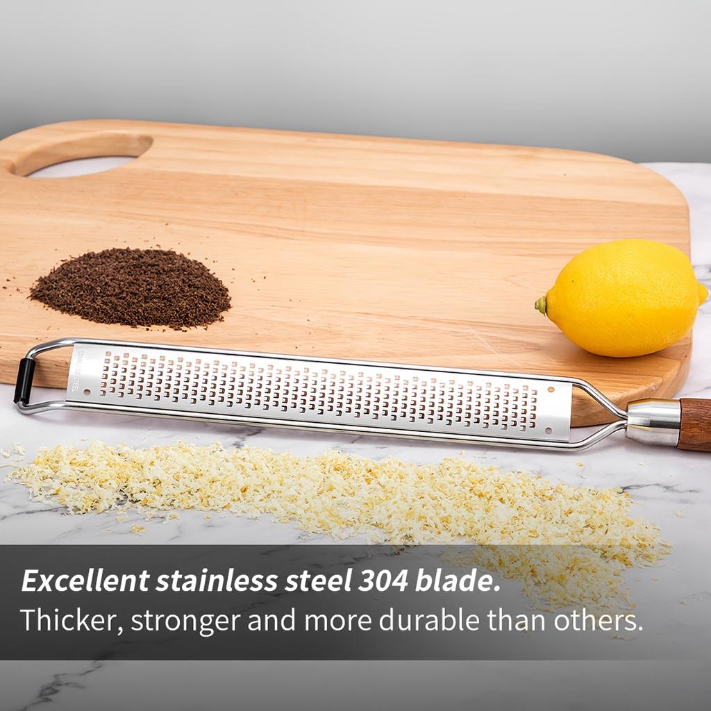 2pcs Stainless Steel Cheese Grater , Lemon Zester with Wooden Handle , Versatile Kitchen Tool for Vegetables, Fruits, Ginger, Chocolate