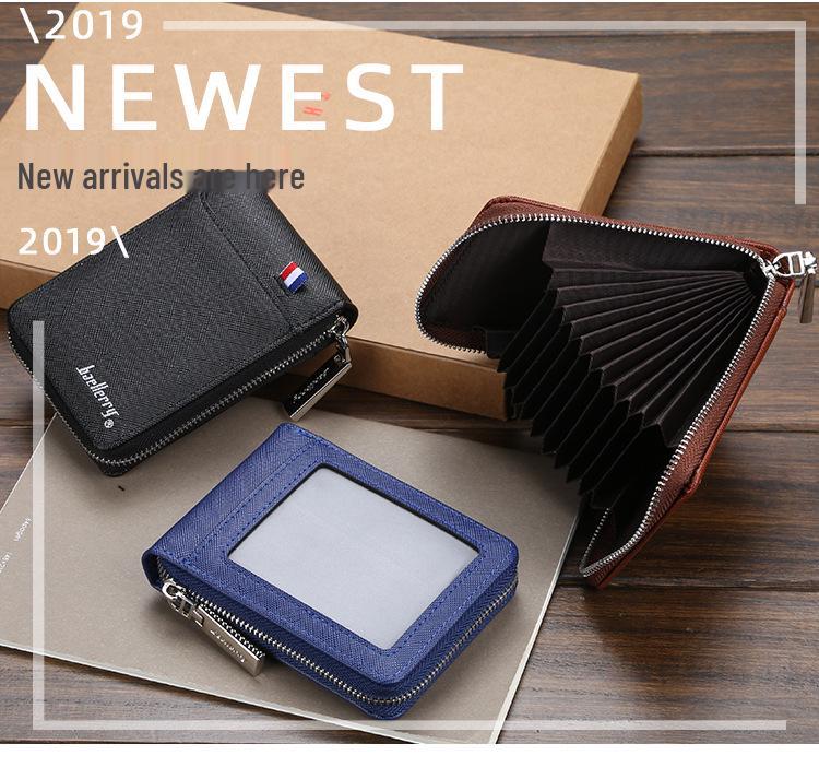 Men's Short Multifunctional Accordion Wallet - ID & Credit Card Holder with Multiple Slots, Large Capacity.
