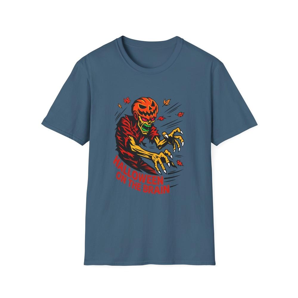 Unisex Softstyle T-Shirt Retro Anime Zombie Jack-O’-Lantern Funny Fall Halloween