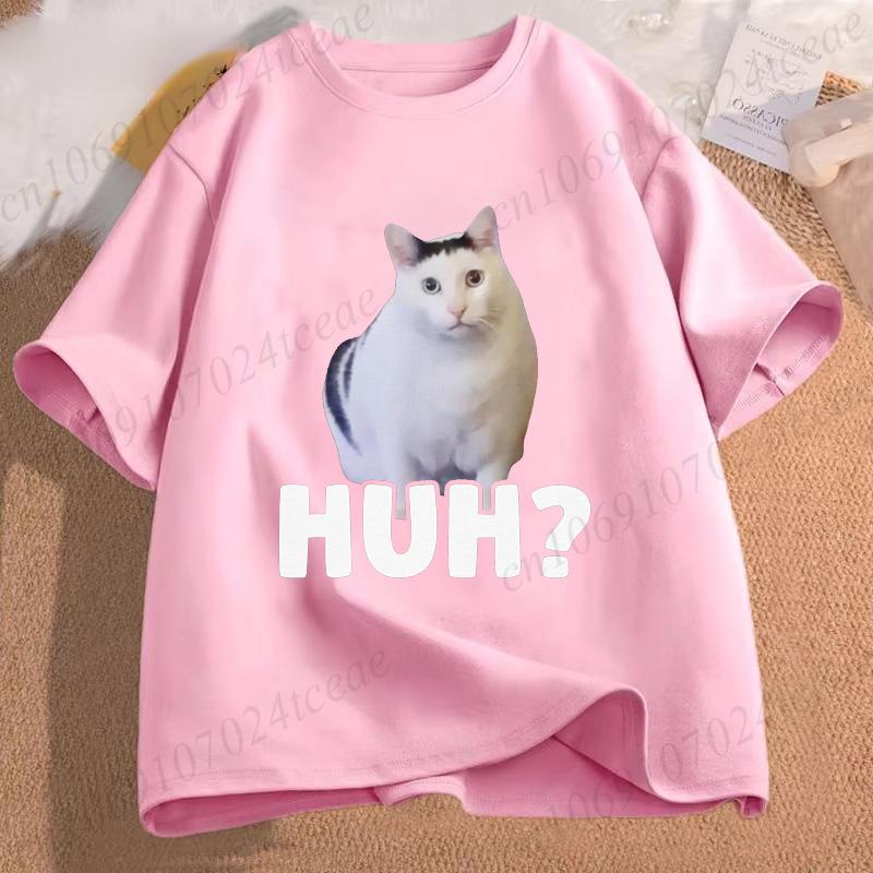 Funny Cat Meme Unisex T-Shirt, Huh Cat Kawaii T-Shirts,Vintage T Shirts,short Sleeve Shirts for Men,summer Fashion Tshirt Tops
