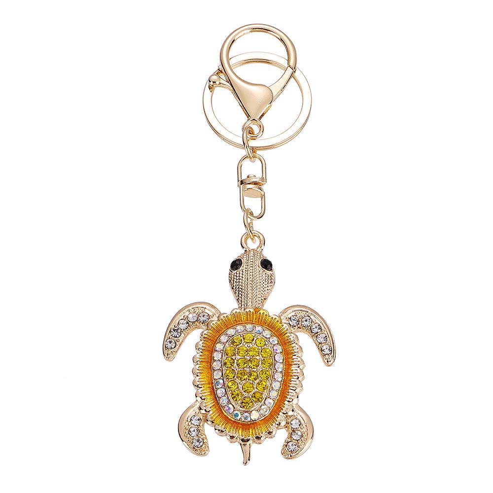 Diamond-Studded Long-Lived Turtle Keychain - Cute Little Turtle Metal Pendant for Backpacks