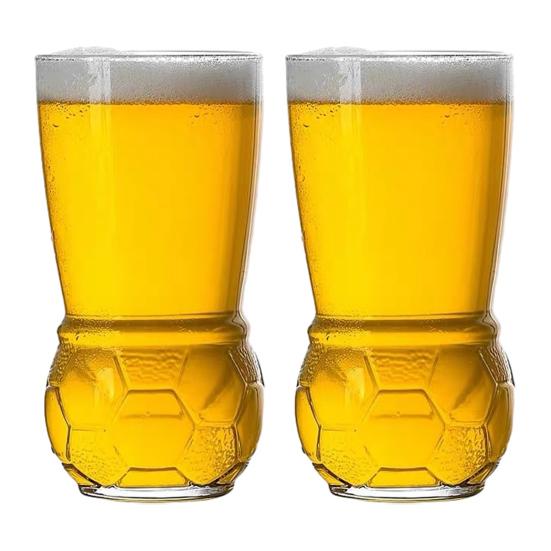 Soccer Beer Glass 460ml Capacity Clear Glass Football Bottom Design Pint Cup Mug