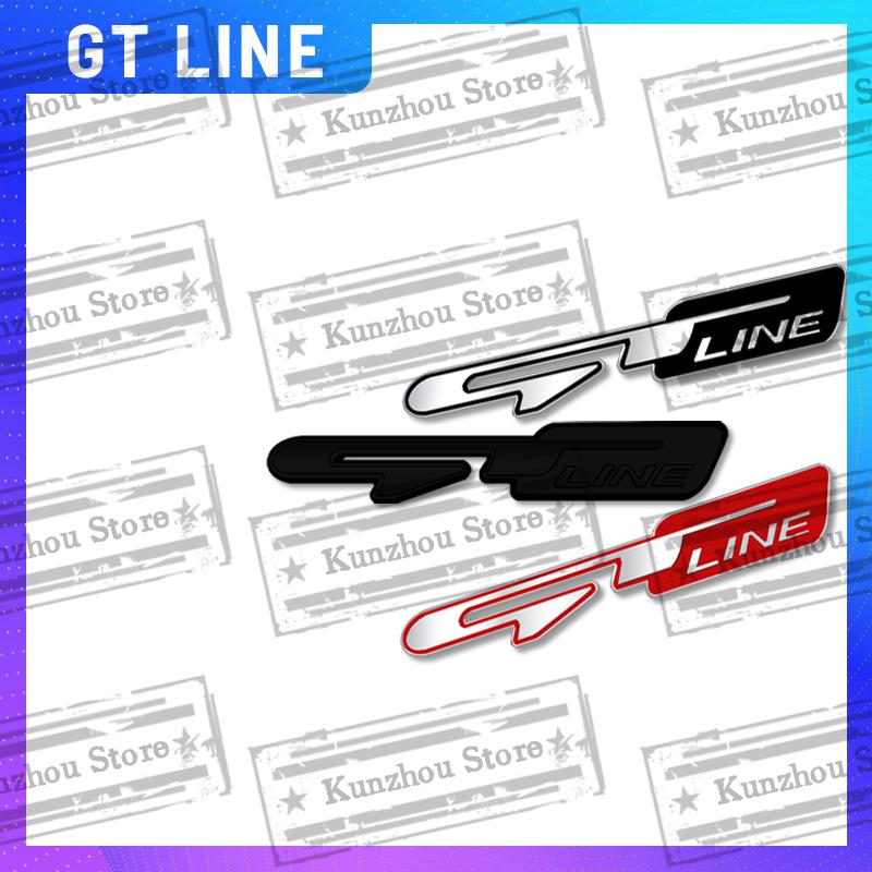 1x For GT Line Kia Sorento Ceed Picanto Sportage Stinger Niro Rio Car Steering Wheel Badge Zinc Alloy Car Interior Emblem Decal