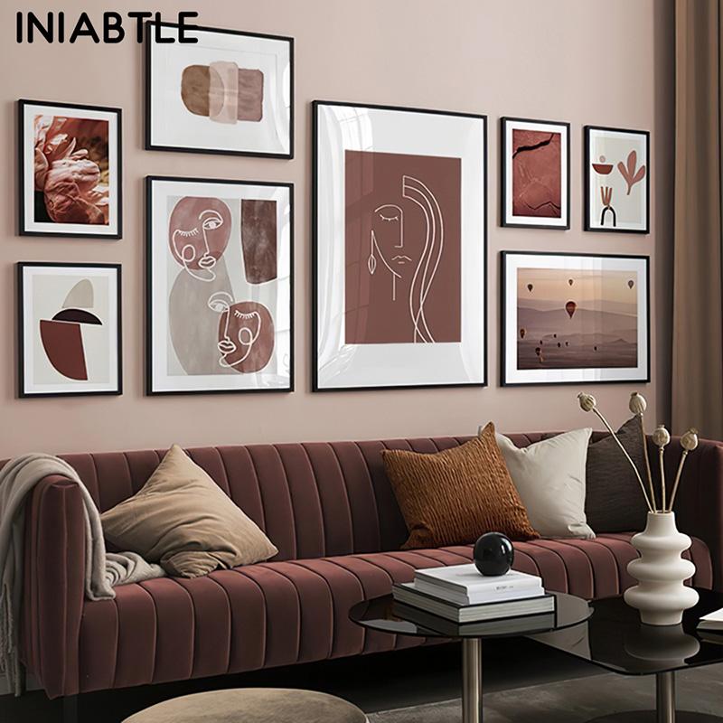 

Закат воздушный шар цветок растение пейзаж плакат геометрическая абстрактная картина на холсте скандинавский принт настенная картина декор комнаты