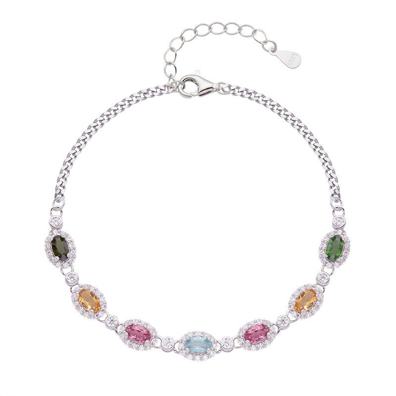 Natural Tourmaline Color Treasure Bracelet Women'S S925 Sterling Silver Jewelry Xiaohongshu