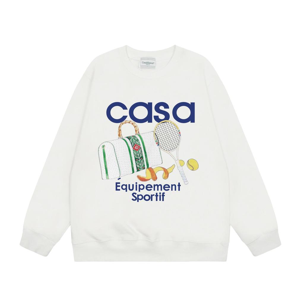 CASABLANCA Unisex Letter Print Terry Sweatshirt, New Style Round Neck