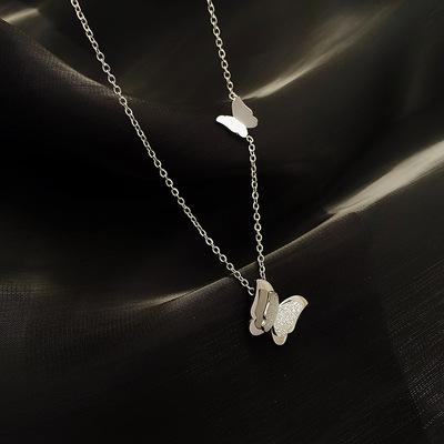 Butterfly Pendant, Titanium Steel Non-Fading Necklace, Short Collarbone Chain, Simple And Fashionable Design, Simple Necklace.