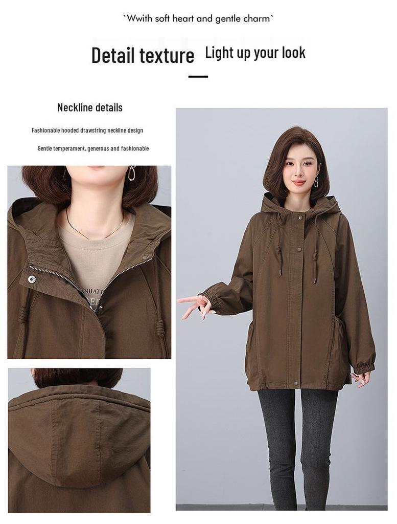 Γυναικεία Μεσάτη Καμπαρντίνα Άνοιξη & Φθινόπωρο 2024 - Μεγάλα Μεγέθη, Χαλαρή Γραμμή, Κομψό Βαμβάκι για Μαμάδες