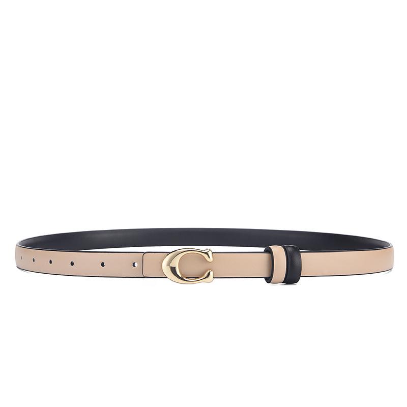 Women's Korean Retro Thin Leather Belt with C Buckle - Fashionable and Versatile for Jeans and Pants