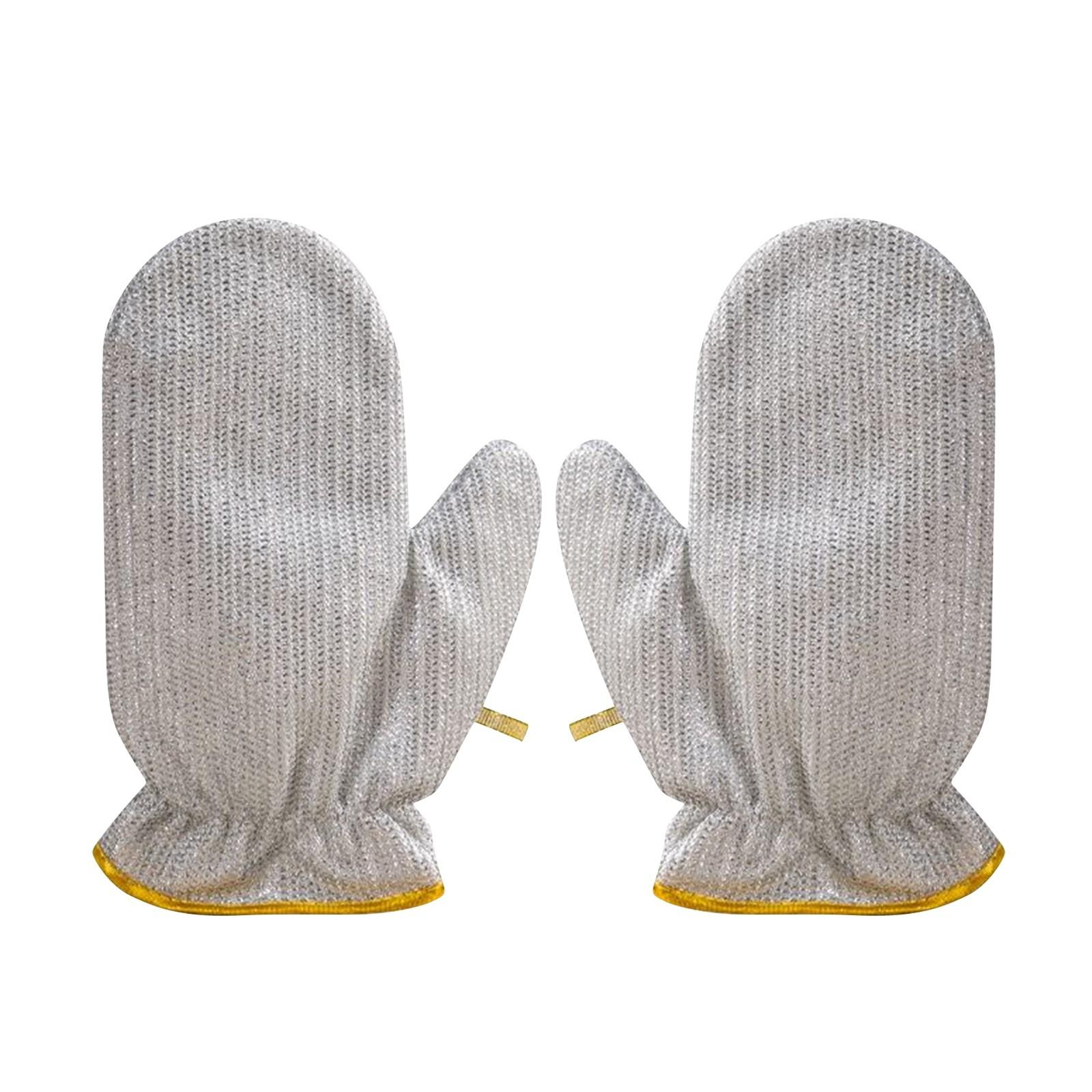 

Пара нескользящих перчаток для уборки из волокон, многоразовые, водонепроницаемые, хозяйственные перчатки, подходят для стирки, работы, садоводства, кухонные перчатки One Size белый