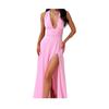 Women's Halter Deep V Neck Maxi Dress Backless High Slit Long Cocktail Party Dress Sexy Sleeveless Evening Gown